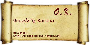 Ország Karina névjegykártya